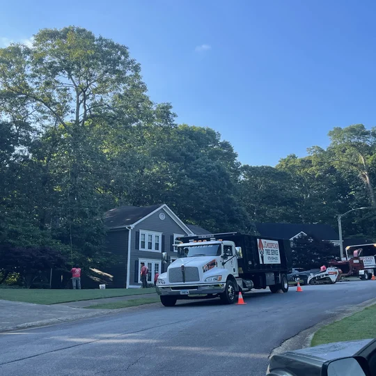 A truck during a tree pruning in Canton, GA